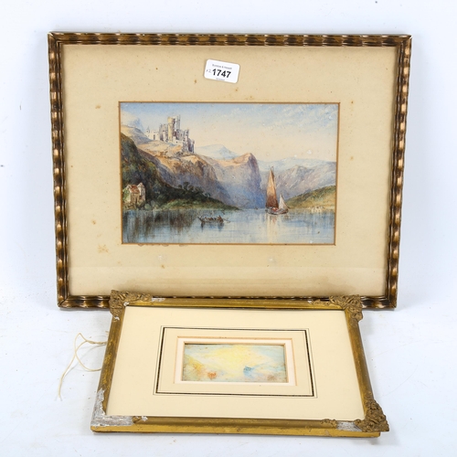 1747 - 2 x 19th century watercolours, in the manner of J M W Turner, Continental landscapes, unsigned, larg... 