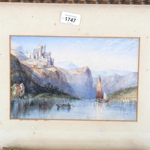 1747 - 2 x 19th century watercolours, in the manner of J M W Turner, Continental landscapes, unsigned, larg... 