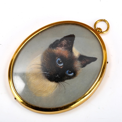 1750 - Barbara Tate (born 1927), miniature oil on board, Persian cat, signed, 7cm x 5.5cm