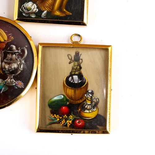 1753 - Barbara Tate (born 1927), 3 miniature oils on board, still life studies, height 7cm (3)