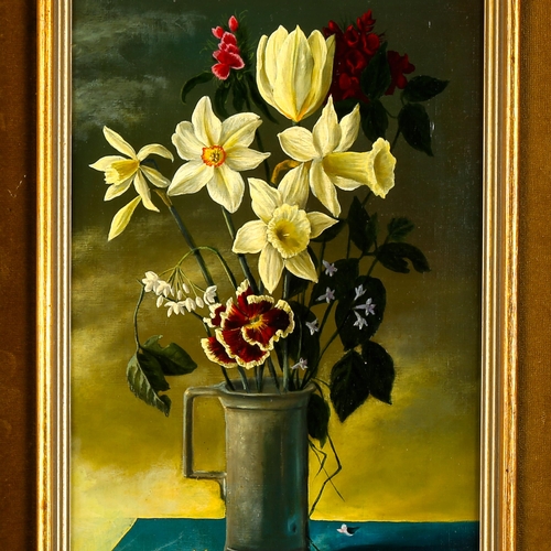 1760 - Robert Antoine, oil on canvas, still life flowers in a pewter jug, signed, 35cm x 20cm, framed, prov... 