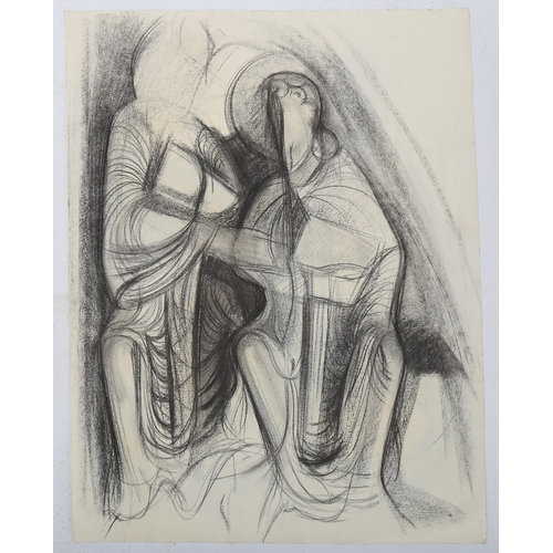 1769 - Charcoal on paper, modernist figures, unsigned, 62cm x 48cm, unframed