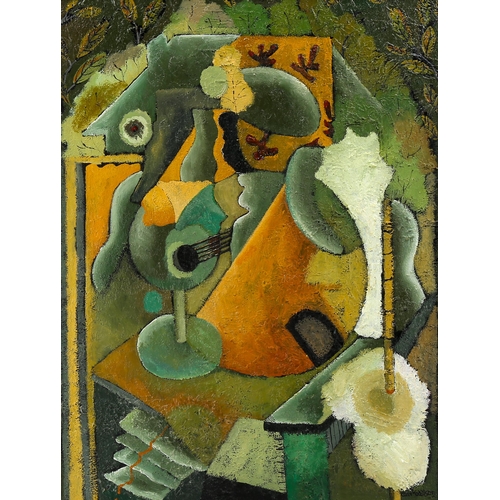 1776 - Carol Maddison, oil on canvas, abstract still life, 50cm x 65cm, framed