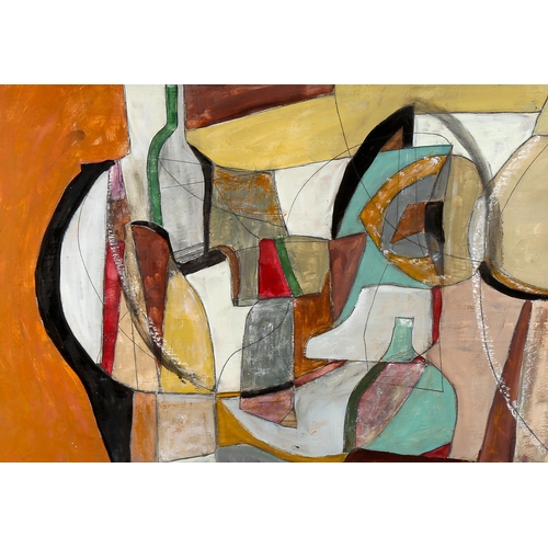 1777 - Contemporary oil on board, abstract composition, 45cm x 64cm, framed