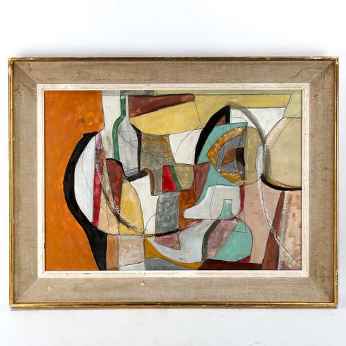 1777 - Contemporary oil on board, abstract composition, 45cm x 64cm, framed