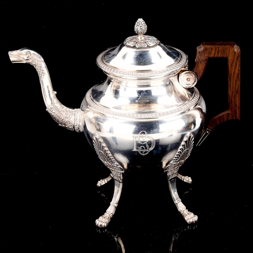 119 - A fine quality French silver teapot, by Victor Boivin, circa 1890, of 18th century form with egg and... 