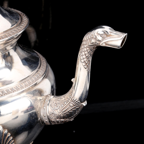 119 - A fine quality French silver teapot, by Victor Boivin, circa 1890, of 18th century form with egg and... 