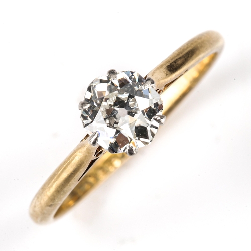 159 - An unusual 0.5ct hexagonal old-cut solitaire diamond ring, 18ct gold settings with platinum tops, co... 