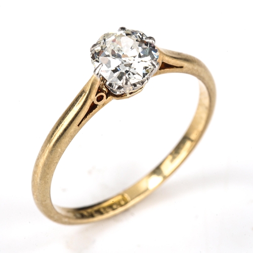 159 - An unusual 0.5ct hexagonal old-cut solitaire diamond ring, 18ct gold settings with platinum tops, co... 