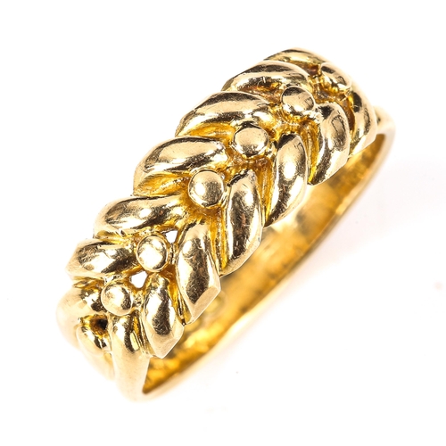 161 - A late Victorian 18ct gold Keeper ring, hallmarks London 1898, setting height 7.9mm, size R/S, 6.9g