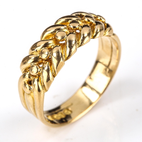 161 - A late Victorian 18ct gold Keeper ring, hallmarks London 1898, setting height 7.9mm, size R/S, 6.9g