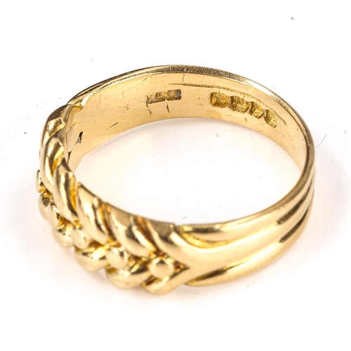 161 - A late Victorian 18ct gold Keeper ring, hallmarks London 1898, setting height 7.9mm, size R/S, 6.9g