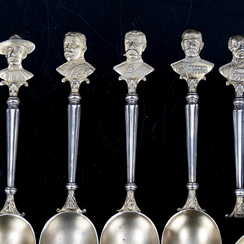 189 - A set of 6 late Victorian silver-gilt souvenir figurehead teaspoons, by Sydenham Brothers, hallmarks... 