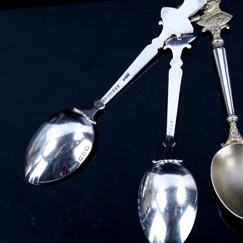 189 - A set of 6 late Victorian silver-gilt souvenir figurehead teaspoons, by Sydenham Brothers, hallmarks... 