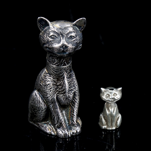 192 - A George V novelty silver figural seated cat pot and cover, in Louis Wain style, by Charles Edwin Tu... 