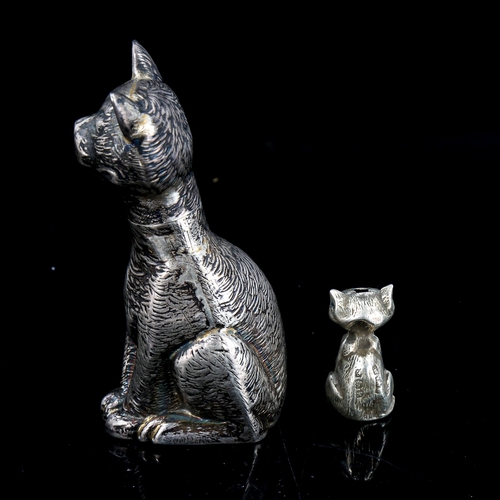 192 - A George V novelty silver figural seated cat pot and cover, in Louis Wain style, by Charles Edwin Tu... 