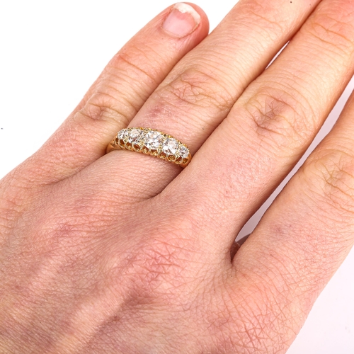 199 - A Victorian 18ct gold graduated 5-stone diamond half hoop ring, set with old-cut diamonds, total dia... 