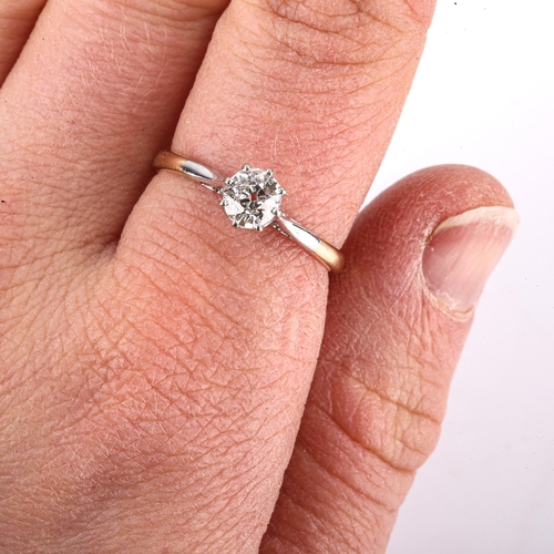 200 - An 18ct gold 0.5ct solitaire diamond ring, platinum tops with plain 8-claw setting and old-cut diamo... 