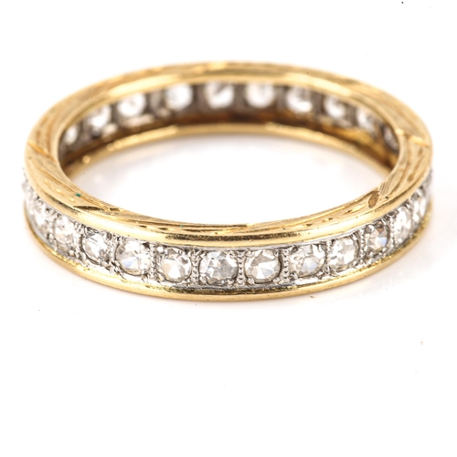 218 - A diamond eternity ring, unmarked gold settings with single-cut diamonds, total diamond content appr... 