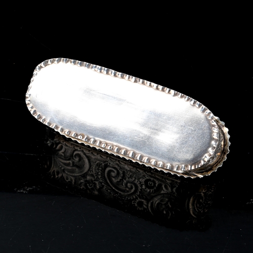 230 - A Victorian silver dressing table box, allover relief embossed foliate decoration, by Florence Warde... 