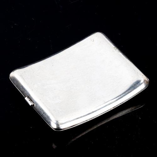 233 - An Edwardian curved silver cigarette case, rectangular form with gilt interior and engraving for Hig... 