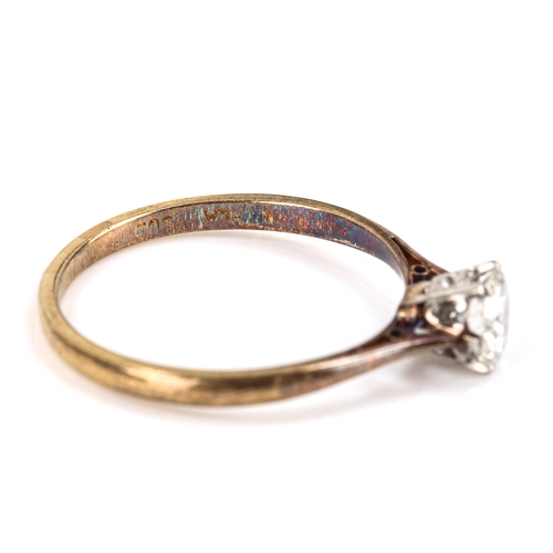 279 - An 18ct gold 0.6ct solitaire diamond ring, platinum-topped 6-claw setting with modern round brillian... 