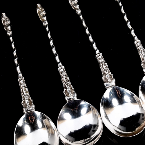 283 - A set of 4 Victorian silver Apostle spoons, by Charles Boyton II, hallmarks London 1887, length 18cm... 