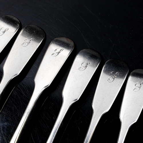 285 - A set of 12 Victorian Scottish silver Fiddle pattern egg spoons, by Finlay & Field, hallmarks Glasgo... 