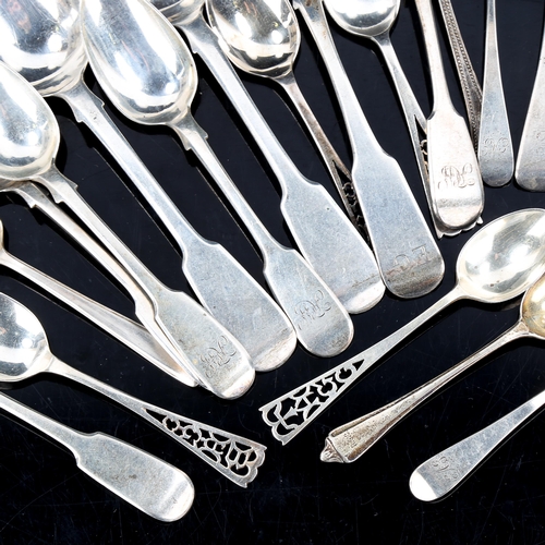 287 - A quantity of various silver spoons, including Georgian Victorian etc, 15.6oz total