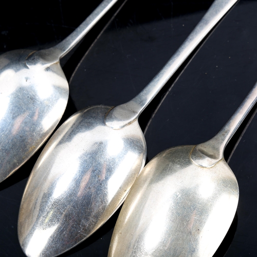 290 - 3 George III silver Old English pattern serving spoons, hallmarks London 1805 and 1806, length 22cm,... 