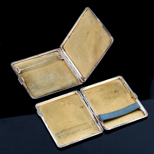 333 - 2 silver cigarette cases, allover engine turned decoration, including Goldsmiths & Silversmiths Co L... 