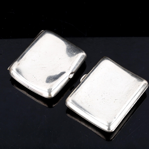 334 - 2 curved silver cigarette cases, largest 8.5cm x 7cm, 6.2oz total (2)