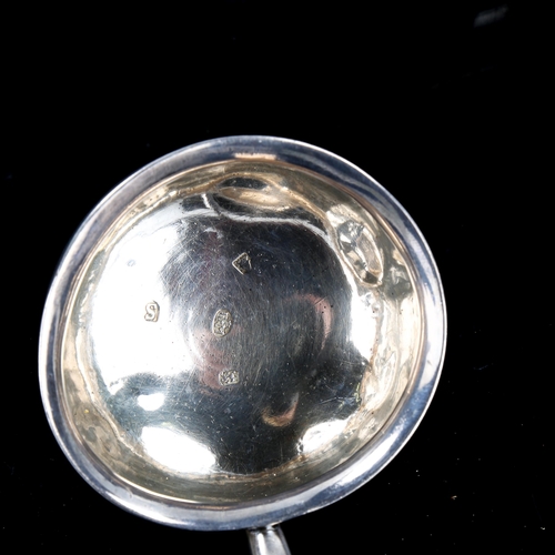 336 - A George II silver toddy ladle, with turned ebony handle and owner's initials on base, by Ralph Maid... 