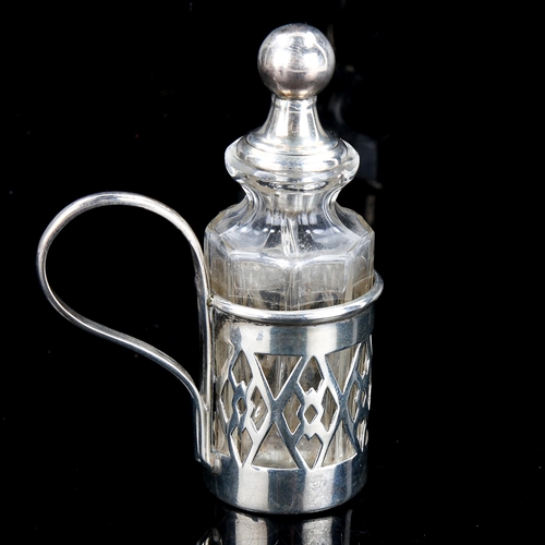 365 - A miniature George V silver-mounted glass cruet jar, with silver scoop lid, base by William Henry Sp... 