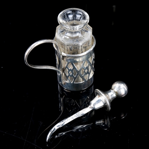 365 - A miniature George V silver-mounted glass cruet jar, with silver scoop lid, base by William Henry Sp... 