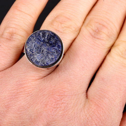 420 - 2 Vintage Danish stylised sterling silver lapis lazuli rings, makers include Carl Ove Frydensberg, s... 