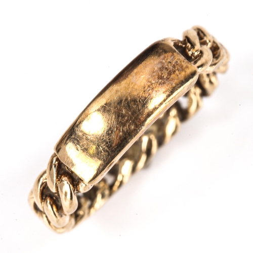 426 - A late 20th century 9ct gold curb link ring, hallmarks London 1977, band width 4.4mm, size J, 2.2g