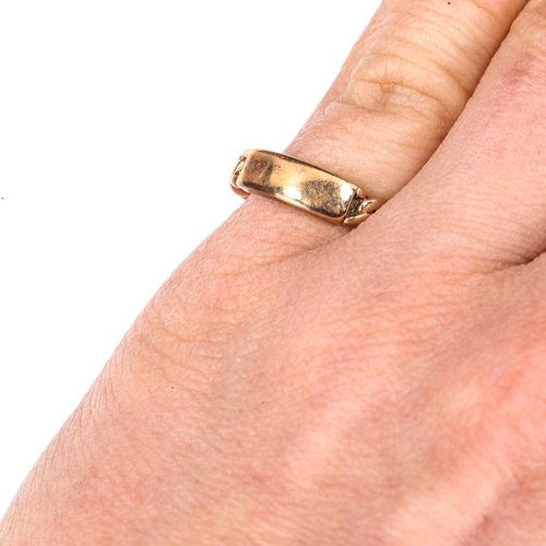 426 - A late 20th century 9ct gold curb link ring, hallmarks London 1977, band width 4.4mm, size J, 2.2g