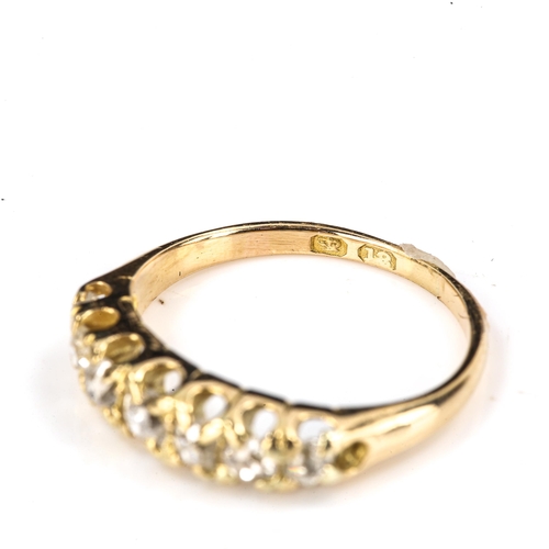 430 - An Antique 18ct gold graduated 7-stone diamond half hoop ring, set with old-cut diamonds, total diam... 