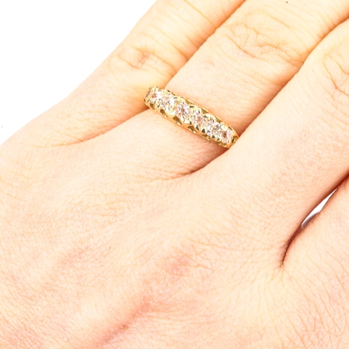 430 - An Antique 18ct gold graduated 7-stone diamond half hoop ring, set with old-cut diamonds, total diam... 