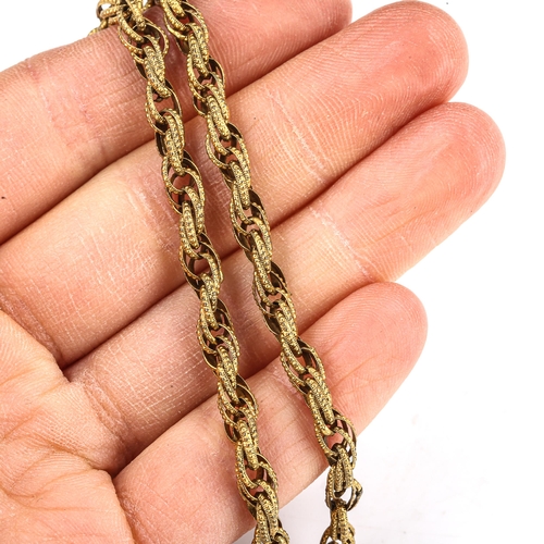 432 - A Georgian gilt-metal Prince of Wales fancy link chain necklace, length 84cm, 21.1g (clasp A/F)