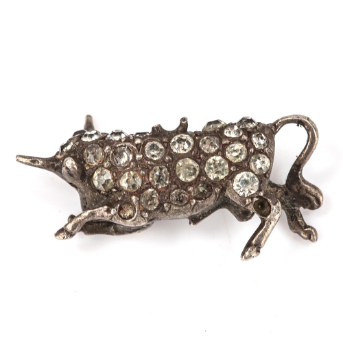 447 - A miniature Victorian unmarked silver and paste novelty figural bull pendant, length 22.8mm, 3.9g