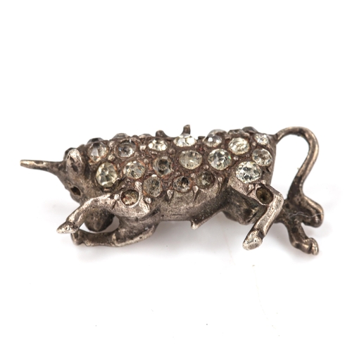 447 - A miniature Victorian unmarked silver and paste novelty figural bull pendant, length 22.8mm, 3.9g