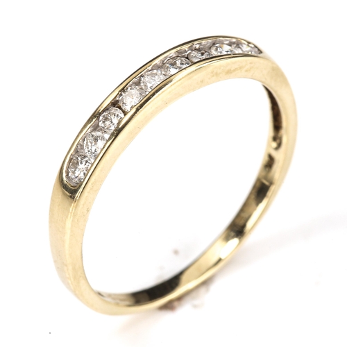 481 - A modern 9ct gold diamond half eternity ring, channel set with modern round brilliant-cut diamonds, ... 