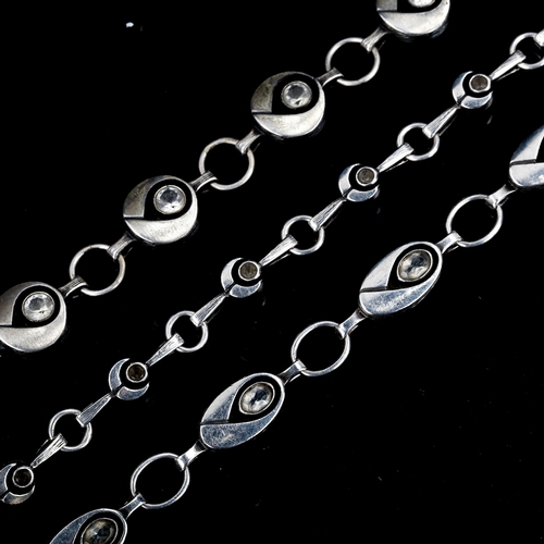 490 - 3 Danish sterling silver and cubic zirconia bracelets, all 18cm long, 43.7g total (3)