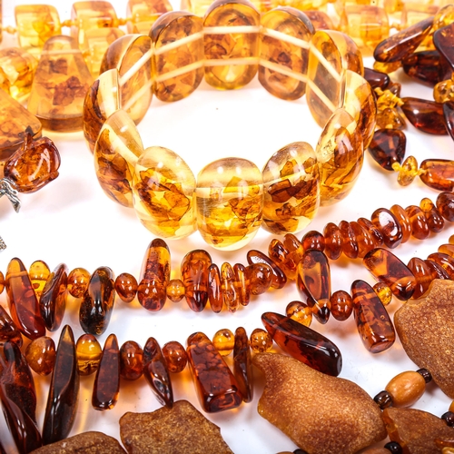 519 - A quantity of amber jewellery, including necklaces and bracelets