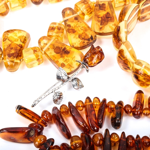 519 - A quantity of amber jewellery, including necklaces and bracelets