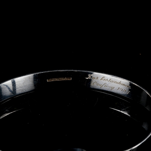 574 - SALOVAARA - a Vintage Finnish sterling silver and cubic zirconia torque bangle, Turku, internal dime... 