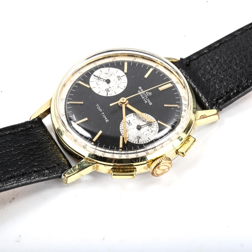 89 - BREITLING - a Vintage gold plated stainless steel Top Time mechanical chronograph wristwatch, ref. 2... 