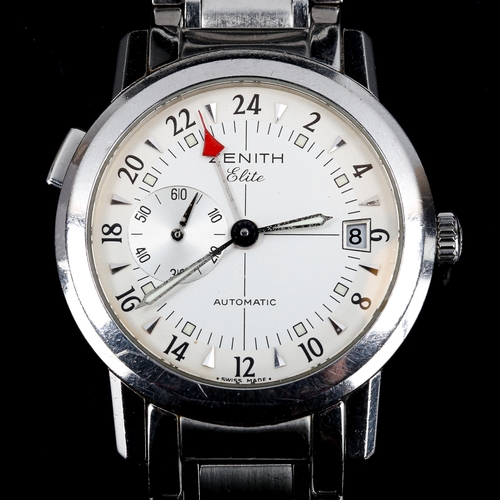 91 - ZENITH - a stainless steel Port Royal Elite Dual Time GMT automatic bracelet watch, ref. 01/02.0450.... 